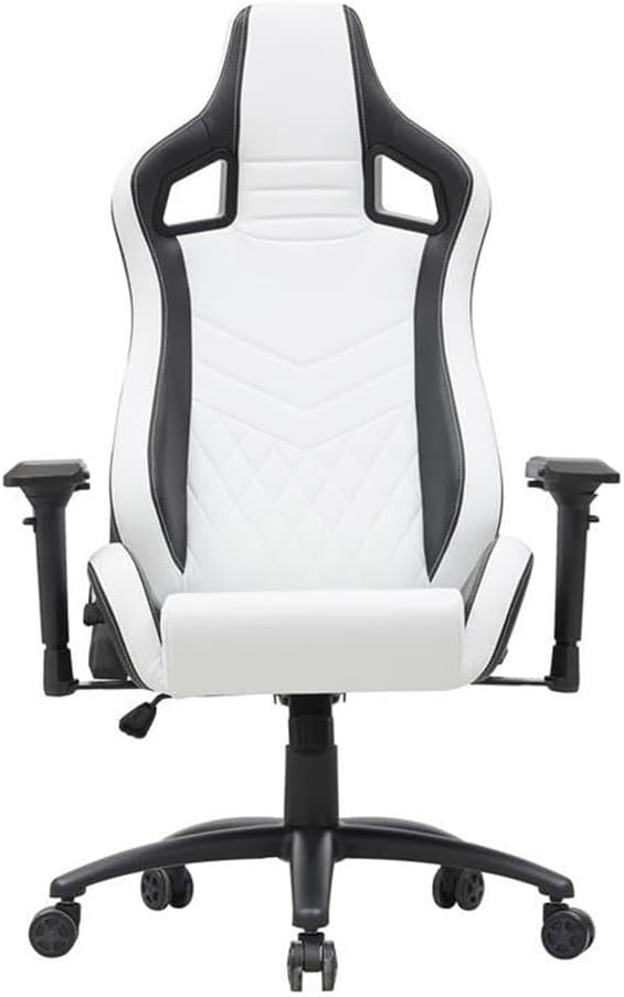 Furniture of America Singe Faux Leather Adjustable Gaming Chair in White &amp Black