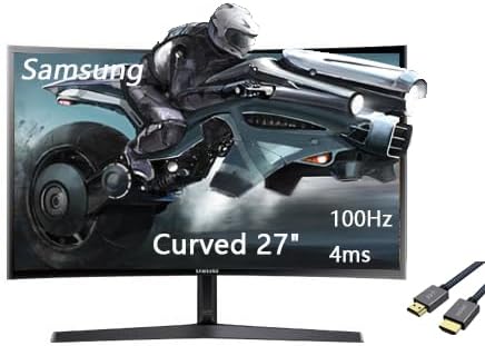 Samsung S3 Series 27 LED Curved Computer Monitor 100Hz 4ms FHD(1920x1080) AMD FreeSync Monitor HDMI Black with HDMI Cable