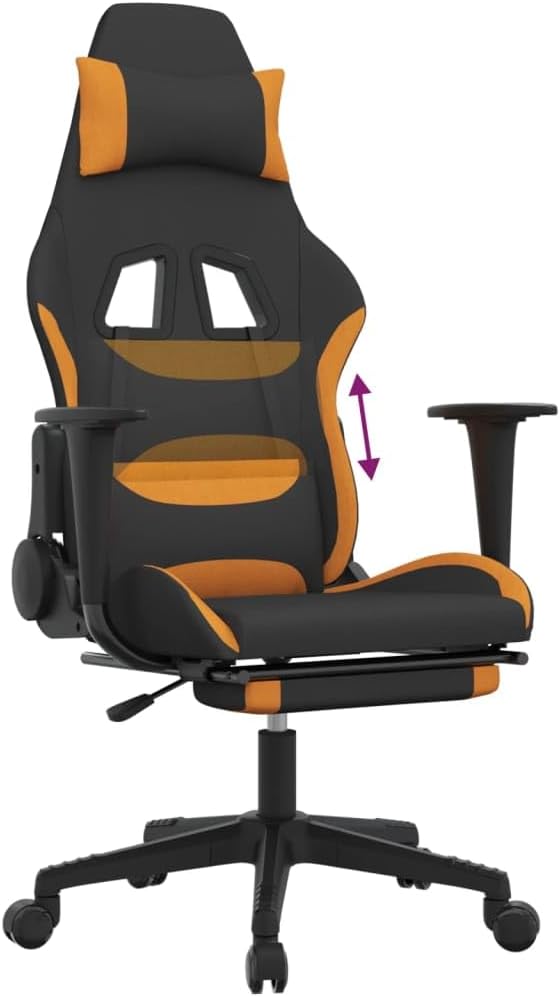 YAFF Gaming Chair with Footrest Black and Orange Fabric