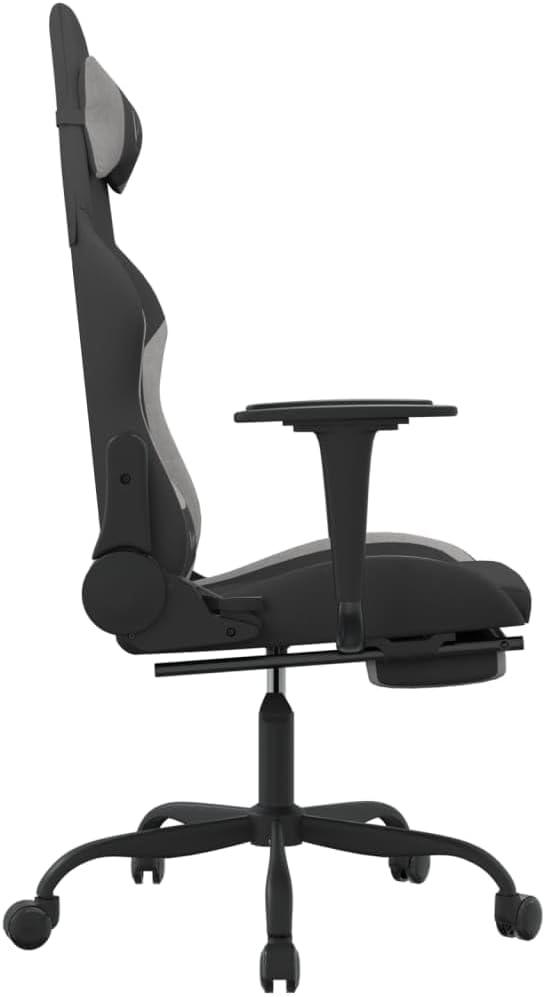Gaming Chair Computer ChairErgonomic Gaming ChairSuitable for Work Rest Playing Computer Games Watching Performanceswith Footrest Black and Light Gray Fabric