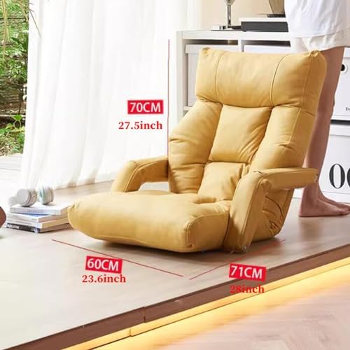 Floor Chair Foldable Floor Chair Lazy Sofa Meditation Chair Window Chair Gaming Floor Chair with Adjustable Armrests Foldable Floor Game Chair Floor Chair for Living Room Bedroom (/Beige)