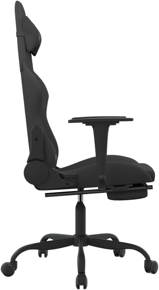 Massage Office Gaming Chair with Footrest Fabric Massage Office Chair Ergonomic Desk Chair Rolling Swivel Adjustable PC Computer Chair for Women Adults Girls(Black) -AA