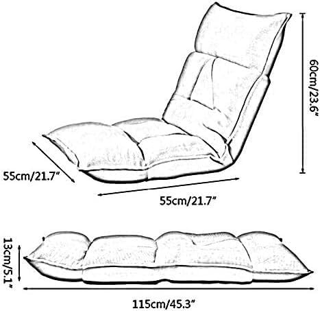 ELEFOCUS Floor Chair Folding Sofa 6-Speed Adjustment Computer Chair on Single Bed Removable and Washable Lazy Leisure Sofa(Dark Blue)
