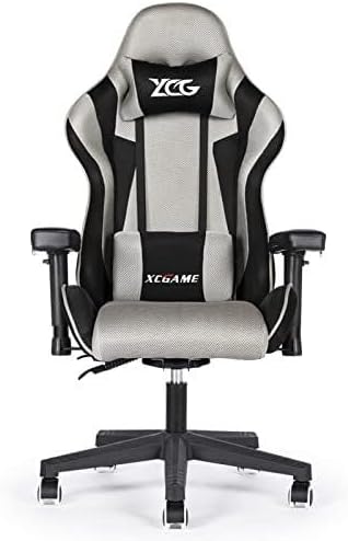 Ergonomic Racing Style Gaming Chair with Reclining Back Footrest Lumbar Support &amp Flip-Up Arms PU Leather Office Computer Chair(Type E)