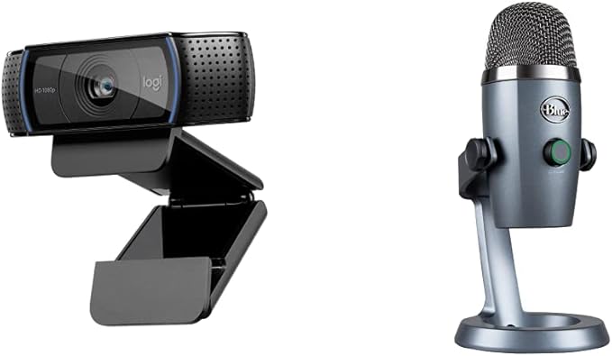 Logitech C920x HD Pro Webcam Full HD 1080p/30fps - Black w/Blue Yeti Nano USB Microphone - Shadow Grey