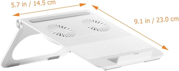 jojofuny Laptop Stand with Dual Cooling Fans Portable Notebook Holder with Anti-Slip Silicone Built-in Storage Lightweight Design for Travel and Business Compatible with All Laptops