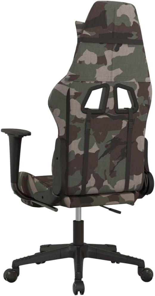 Gaming Chair with Footrest Ergonomic Office Chair Computer Chair with Footrest and Lumbar Support Height Adjustable Game Chair with 360°Swivel Seat Camouflage and Black Fabric -AA