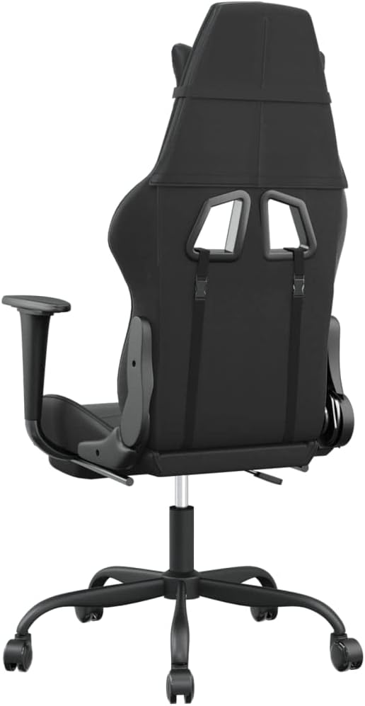 Gaming Chair with FootrestFaux Leather Computer Game ChairOffice ChairErgonomic Desk Chair PC Gaming Chair for Adults Teens(Black)