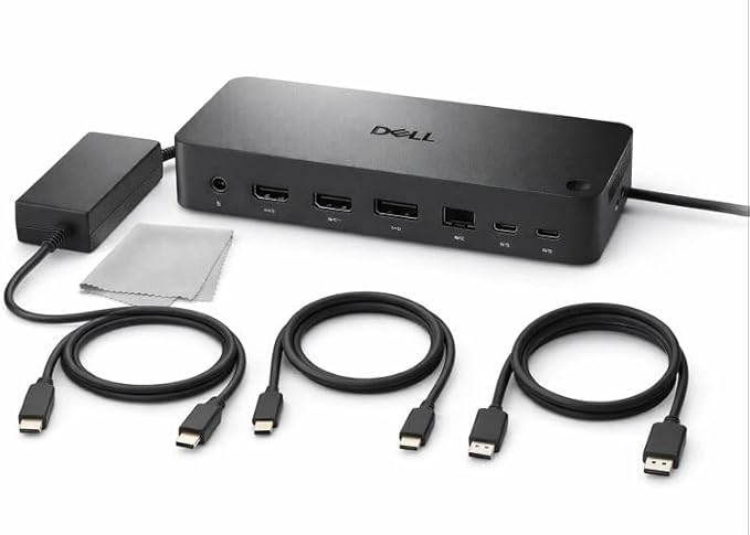Dell Pro Dock WD25 Universal Docking Station Bundle — USB-C/USB-A Dual Display Dock with 100W Adapter + HDMI Cable + USB-C Cable + DisplayPort Cable + Cleaning Cloth