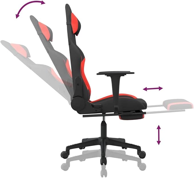 Gaming Chair Ergonomic Black and Red | Computer Desk Adjustable Game Gamer Chairs with Lumbar Support | Ideal Room Office Comfortable Seat