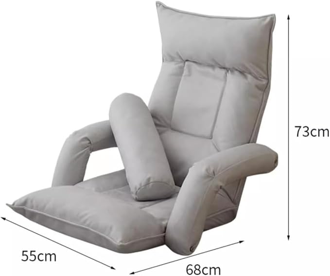 ELEFOCUS Adjustable Floor Chair Sofa Bed - Foldable Lazy Sofa with Pillow Armrests Perfect for Gaming Home Office Seating(Orange)