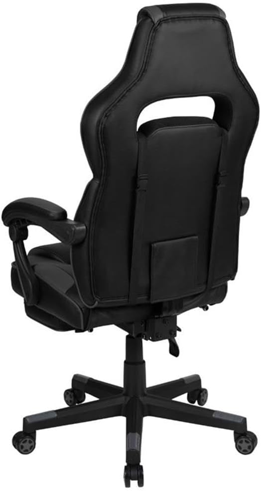 Flash Furniture X40 Gaming Chair Racing Ergonomic Computer Chair with Fully Reclining Back/Arms Slide-Out Footrest Massaging Lumbar - Black/Gray