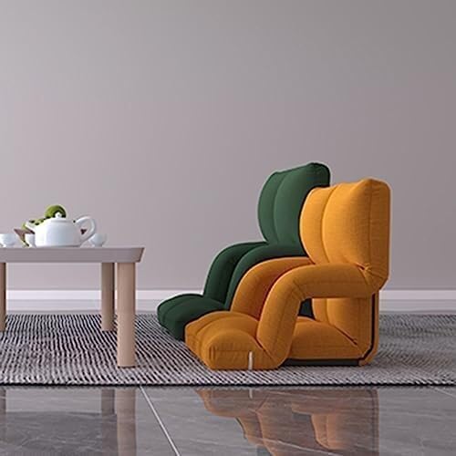 ELEFOCUS Floor Chair Individually Folding Meditation Chair 6 Gears Adjustable Backrest Padded Gaming Chair with Armrests(Grigio)