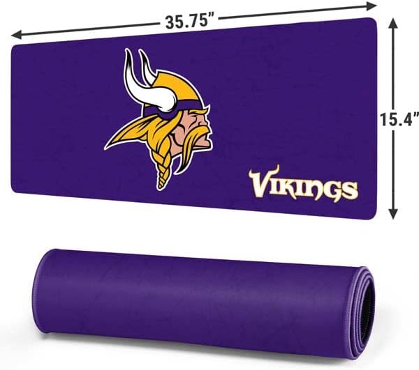 Skinit Extra Large Gaming Mouse Pad - Officially Licensed NFL Minnesota Vikings Distressed Design with Stitched Edges Waterproof Non-Slip Rubber Base Desk Mat for Keyboard &amp Mouse