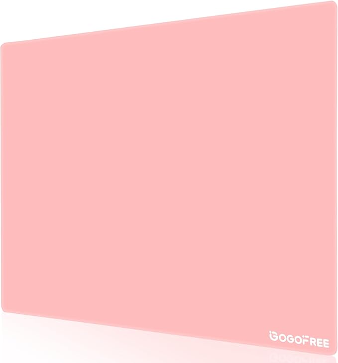 Glass Mousepad with Hard Surface for Gaming Ultra Smooth Mouse Mat Water-Resistant Large Mouse Pad Precision Speed Control for Esport Games/Office Pink XL(15.7’’×19.6’’)