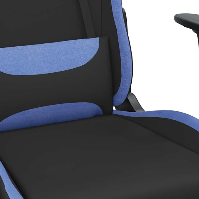 vidaXL Gaming Chair Massage Gaming Chair with Footrest Adjustable Swivel Recliner Computer Chair for Office Modern Style Black and Blue Fabric
