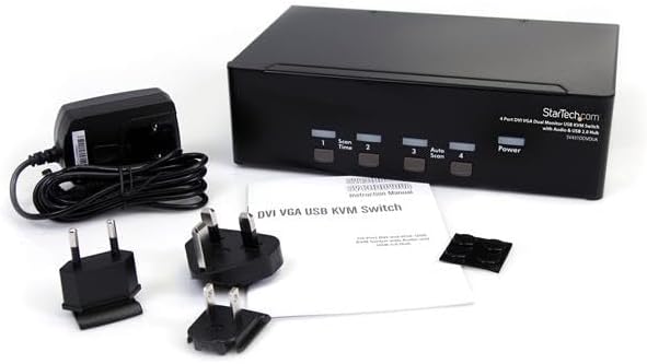 StarTech.com 4 Port DVI VGA Dual Monitor KVM Switch USB with Audio and USB 2.0 Hub TAA (SV431DDVDUA)