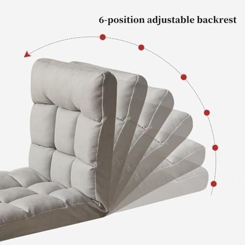 ELEFOCUS Foldable Floor Chair with Backrest Lazy Sofa Meditation Chair 6-Position Backrest Adjustment Floor Chair(/Khaki)