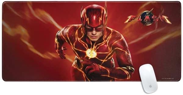 Skinit Extra Large Gaming Mouse Pad - Officially Licensed DC Comics The Flash Movie: The Fastest Man Alive Design with Stitched Edges Waterproof Non-Slip Rubber Base Desk Mat for Keyboard &amp Mou
