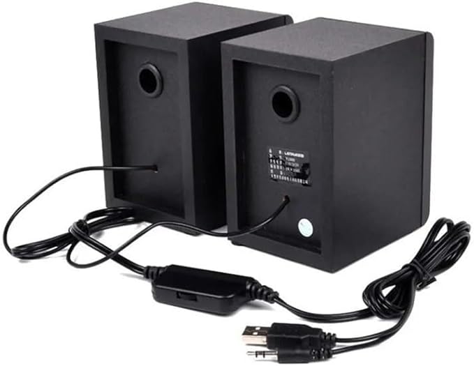 Wooden Desktop Computer Speakers USB Powered Small Notebook Speakers with 3.5mm Audio Jack and Volume Control