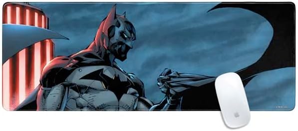 Skinit Large Gaming Mouse Pad - Officially Licensed Batman Clenched Fist Design with Stitched Edges Waterproof Non-Slip Rubber Base Desk Mat for Keyboard &amp Mouse 31.5 x 11.8 inches
