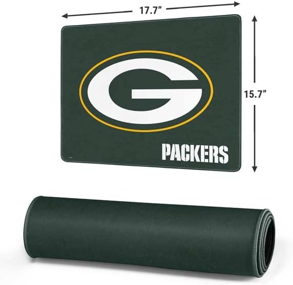 Skinit Medium Gaming Mouse Pad - Officially Licensed Green Bay Packers Distressed Design with Stitched Edges Waterproof Non-Slip Rubber Base Desk Mat for Keyboard &amp Mouse 17.7 x 15.75 inches