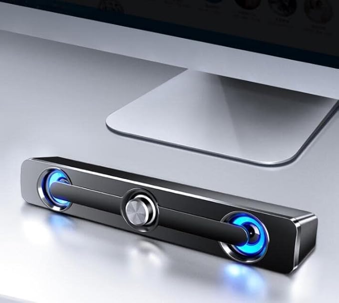 Computer SpeakersComputer Sound Bar USB Powered PC Speakers3.5mm Aux-in Computer Speakers for Desktop Laptops PCs Phones Tablets
