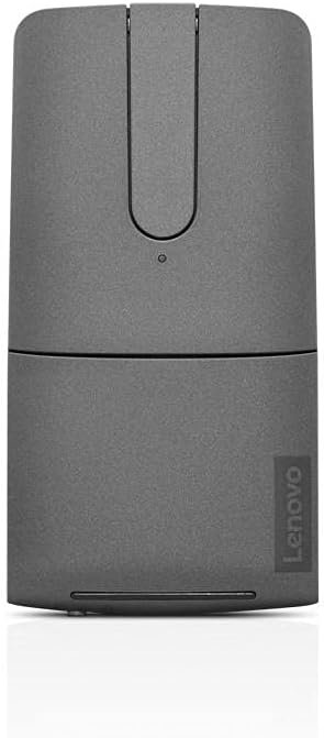 Lenovo Yoga Computer Mouse for PC Laptop Computer with Windows or Chrome - 2.4GHz Wireless Nano Receiver &amp Bluetooth 5.0 - Ergonomic V-Shape - Twists Flat - Built-in Laser Presenter - Iron Grey
