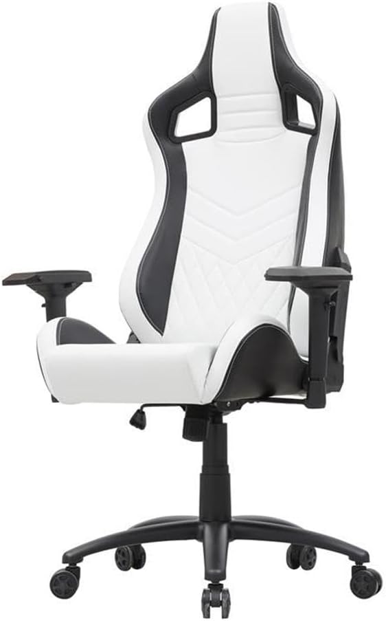 Furniture of America Singe Faux Leather Adjustable Gaming Chair in White &amp Black