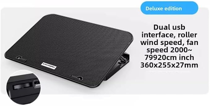 Metal Ice Cooler Silent Exhaust Portable Laptop Cooling Stand with 6 Cooling Fans Cooling Pad for Laptop Fan 15.6 Inch with Height Adjustable Notebook Cooler Pad with Two USB Port
