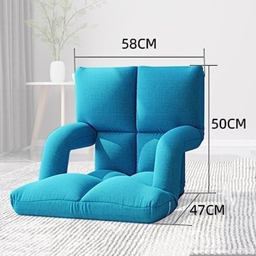 ELEFOCUS Floor Chair Individually Folding Meditation Chair 6 Gears Adjustable Backrest Padded Gaming Chair with Armrests(Grigio)