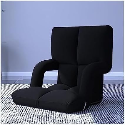 ELEFOCUS Adjustable Floor Chair Chaise Longue Sofa with Backrest Foldable Comfortable Sofa for Living Room Bedroom Balcony(Black)