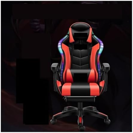 Computer Chair Gaming ChairComputer ChairLeather Office Chair Light Gamer Chair Swivel Gaming Chair Chair (RGB Black One Size)