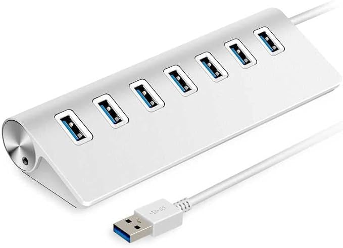7 Port USB 3.0 Hub 5Gbps Aluminum Portable