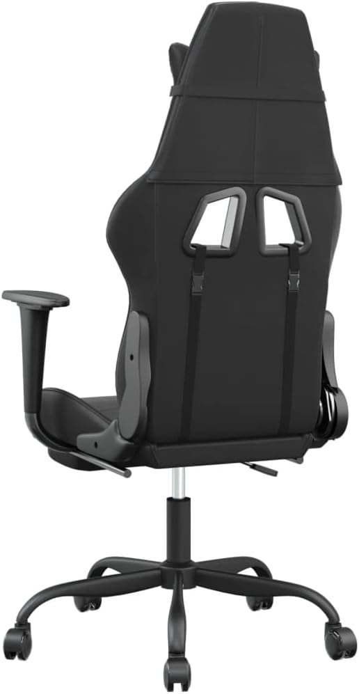 Gaming Chair with Footrest Black Faux Leather