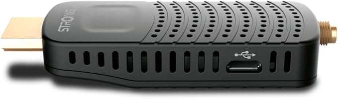 STRONG SRT82 Full HD DVB-T2 HDMI Stick DVB-T2 Decoder - HEVC265 Compatible - TV Receiver/Tuner with Recorder Function (HDMI SCART USB Dolby Digital Plus) - Black