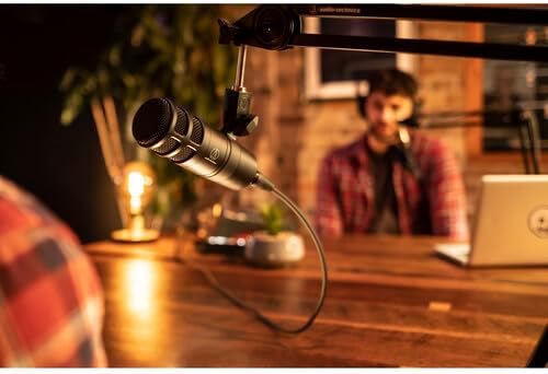 Audio-Technica AT2040 Hypercardioid Dynamic Podcast Microphone Bundled with 20ft XLR Cable + Microphone Arm (3 Items)