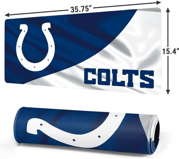 Skinit Extra Large Gaming Mouse Pad - Officially Licensed Indianapolis Colts Design with Stitched Edges Waterproof Non-Slip Rubber Base Desk Mat for Keyboard &amp Mouse 35.75 x 15.4 inches