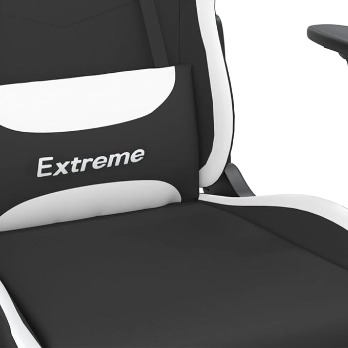 Gaming Chair Computer ChairErgonomic Gaming ChairSuitable for Work Rest Playing Computer Games Watching Performanceswith Footrest Black and White Fabric