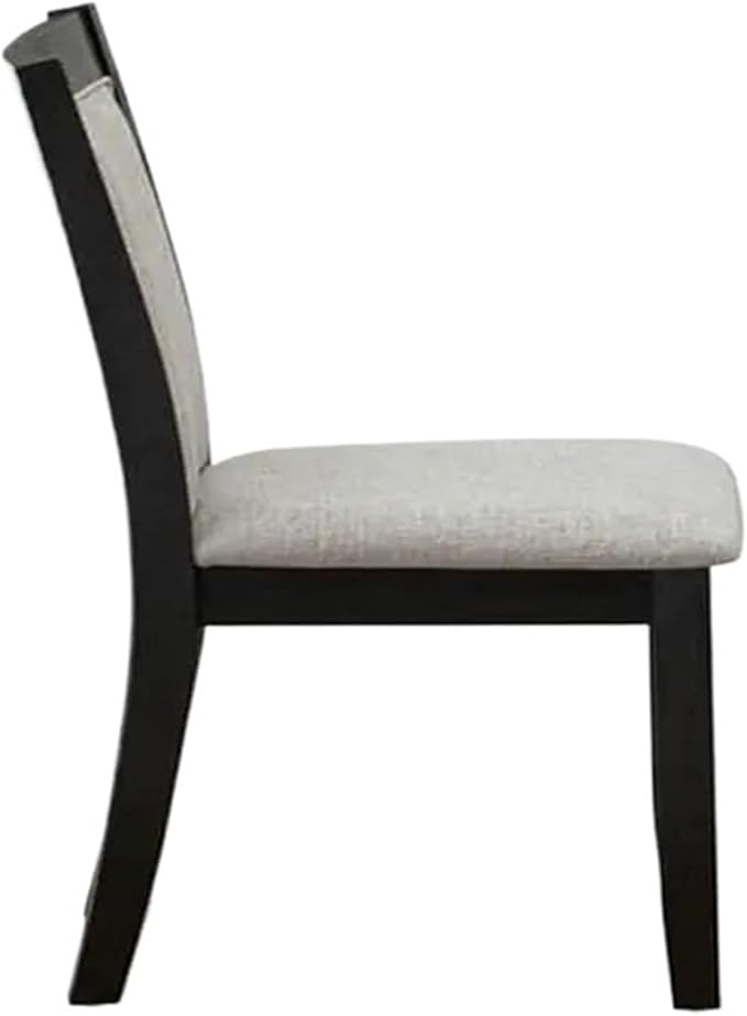 Adjustable Office Computer Chair with Armrest 1pcs Linen Fabric Padded Solid Wood Back Dining Chairs Wirebrushed Black