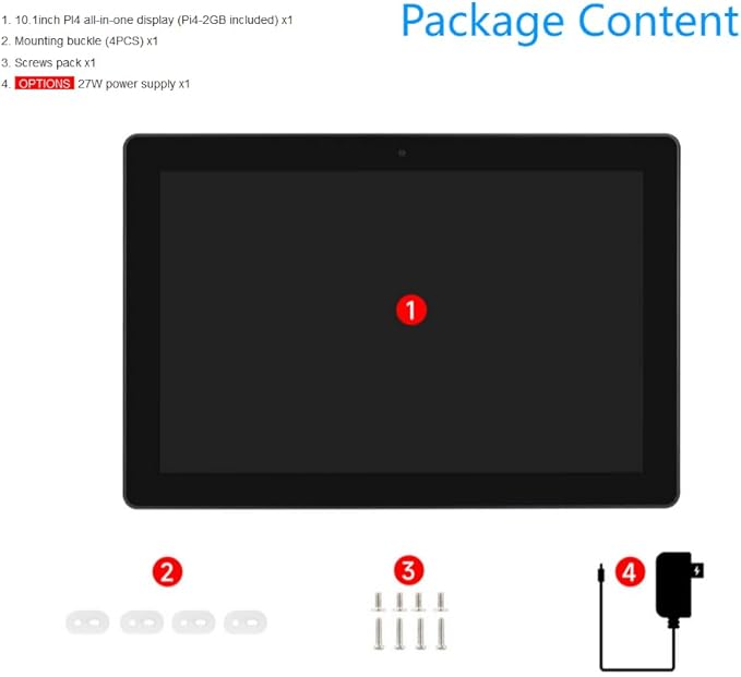 Industrial HMI All-in-one 10.1inch Touch Display Compatible with Raspberry Pi 4 (Included) Supports Dual 4K HDMI Output 10-Point Touch Aluminum Alloy Case @XYGStudy (PI4-HMI-101D)