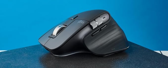 Logitech MX Master 3S - Wireless Performance Mouse with Ultra-Fast Scrolling Ergo 8K DPI Track on Glass Quiet Clicks USB-C Bluetooth Windows Linux Chrome (Black)