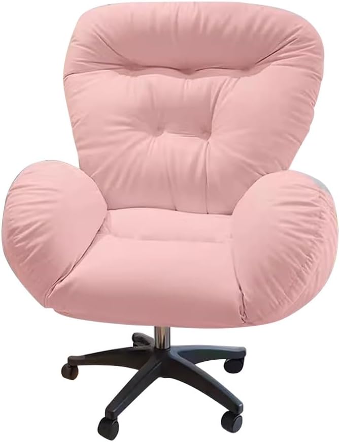 YCKEGEW Sofa Leisure Chair Computer Ergonomic Video Gaming Chair for BedroomRecliner Chair Tilting Function BackrestTask Chair with Wheels and Black Base(PinkWithout)