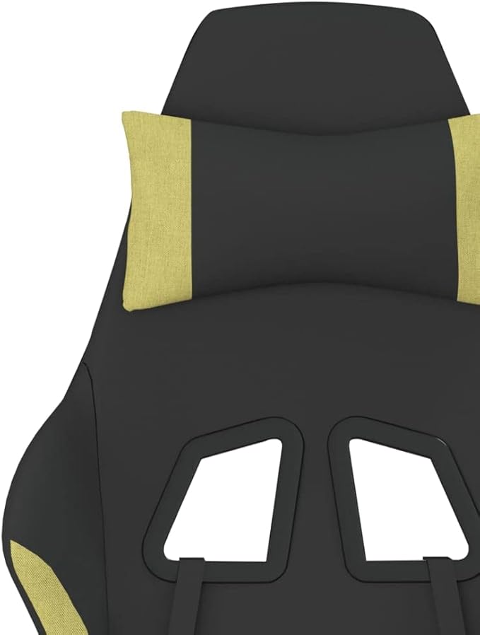 SKM Massage Gaming Chair with Footrest Black and Light Green Fabric (Weight-16KG)
