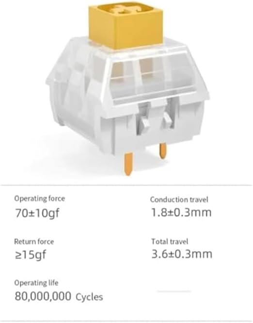 Kailh Box Heavy Yellow Switches for DIY Mechanical Keyboard3-pin/70gf Linear/RGB/LED/IP56 Water&ampDustproof/Long Life switches(Yellow90pcs)