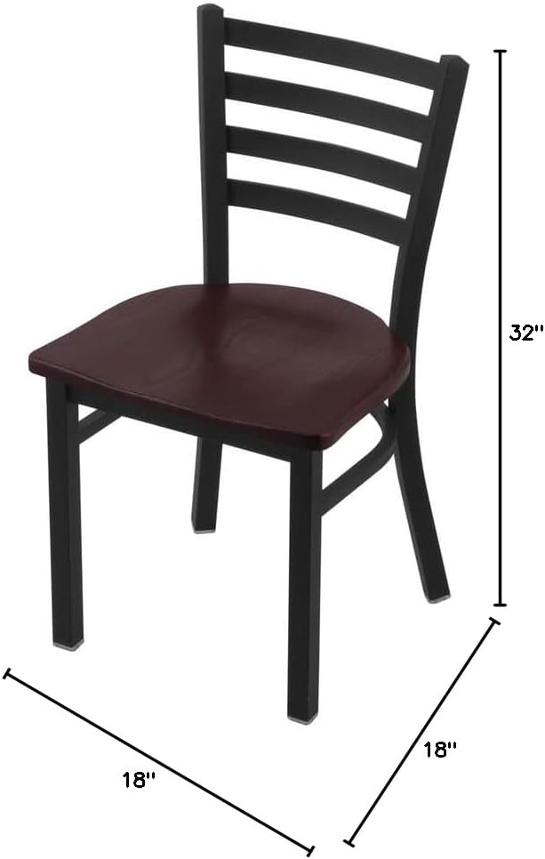 Holland Bar Stool Co. 400 Jackie 18 Chair with Black Wrinkle Finish and Dark Cherry Oak Seat
