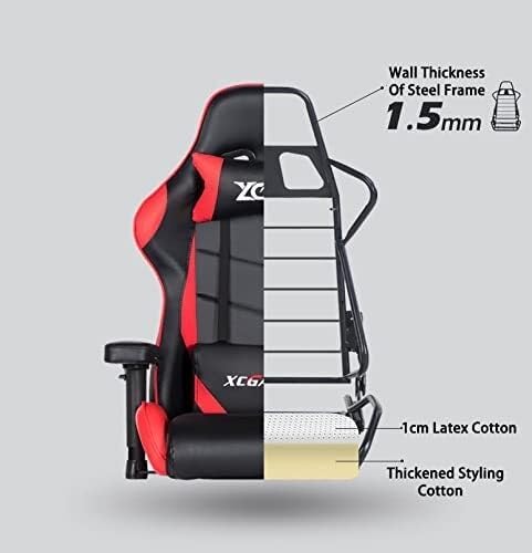 Ergonomic Racing Style Gaming Chair with Reclining Back Footrest Lumbar Support &amp Flip-Up Arms PU Leather Office Computer Chair(White)