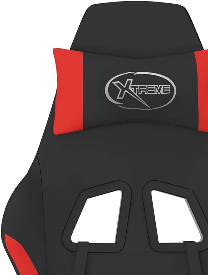 Massage Office Gaming Chair with Footrest Fabric Massage Office Chair Ergonomic Desk Chair Rolling Swivel Adjustable PC Computer Chair for Women Adults Girls(Black&ampRed)