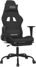 vidaXL Gaming Chair Gaming Chair with Footrest Adjustable Swivel Recliner Racing Computer Chair for Office Gaming Modern Style Black Fabric