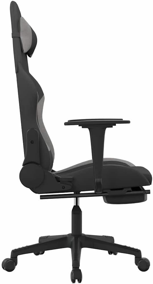 Ergonomic Gaming Chair with Massage Adjustable Height Gel Seat Cushion Footrest Black and Grey Polyester for Computer Office Gamer